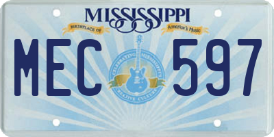 MS license plate MEC597