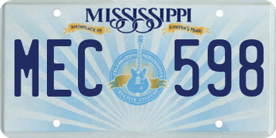 MS license plate MEC598