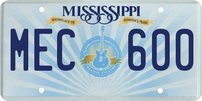 MS license plate MEC600
