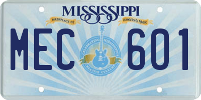 MS license plate MEC601