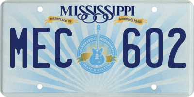 MS license plate MEC602