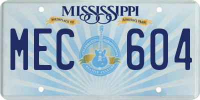 MS license plate MEC604