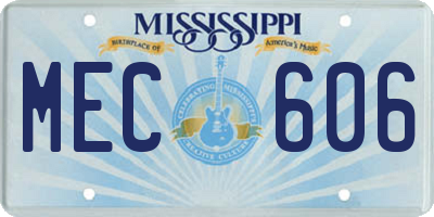 MS license plate MEC606