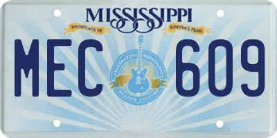 MS license plate MEC609