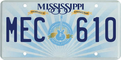 MS license plate MEC610