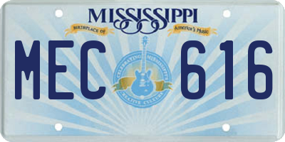 MS license plate MEC616
