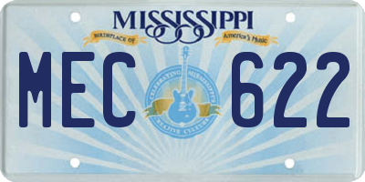 MS license plate MEC622