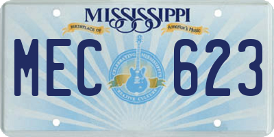 MS license plate MEC623