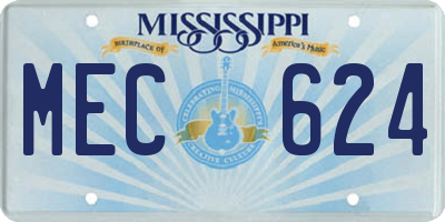 MS license plate MEC624