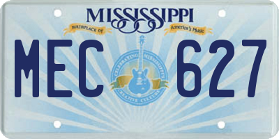 MS license plate MEC627