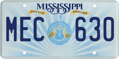 MS license plate MEC630
