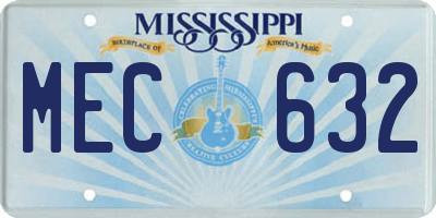 MS license plate MEC632