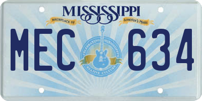 MS license plate MEC634