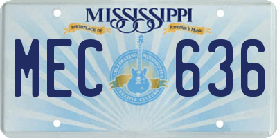 MS license plate MEC636
