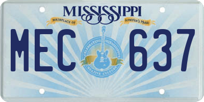 MS license plate MEC637