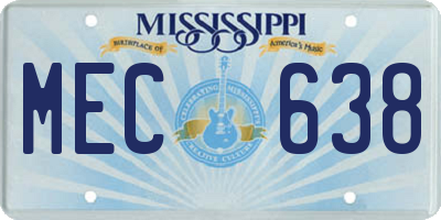 MS license plate MEC638