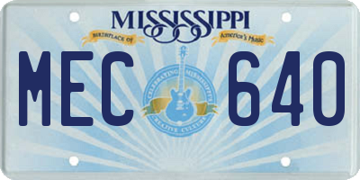 MS license plate MEC640