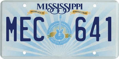 MS license plate MEC641