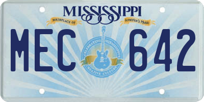MS license plate MEC642