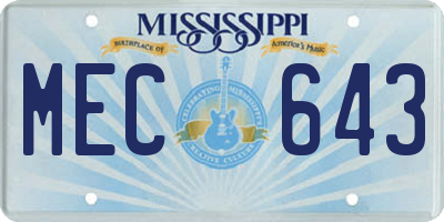 MS license plate MEC643