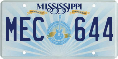 MS license plate MEC644