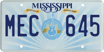 MS license plate MEC645