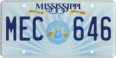 MS license plate MEC646