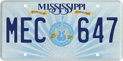 MS license plate MEC647
