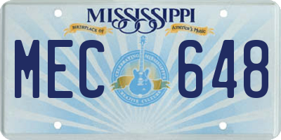 MS license plate MEC648