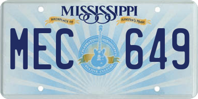 MS license plate MEC649