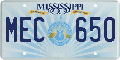 MS license plate MEC650