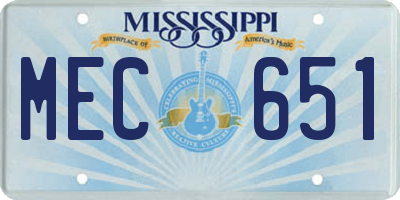 MS license plate MEC651
