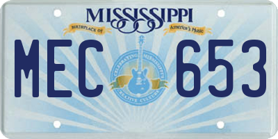 MS license plate MEC653