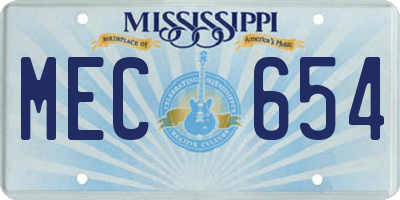 MS license plate MEC654