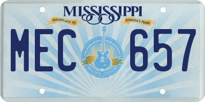 MS license plate MEC657