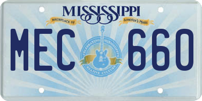 MS license plate MEC660