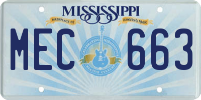 MS license plate MEC663