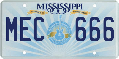 MS license plate MEC666