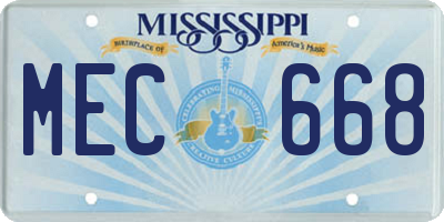MS license plate MEC668