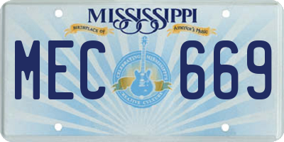 MS license plate MEC669