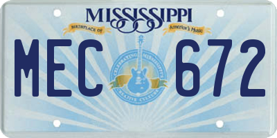 MS license plate MEC672