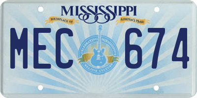 MS license plate MEC674