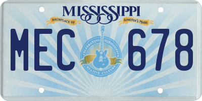 MS license plate MEC678