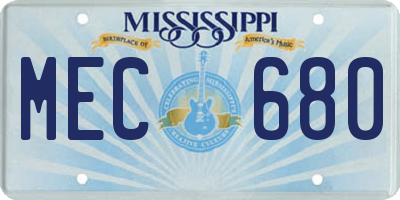 MS license plate MEC680