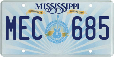 MS license plate MEC685