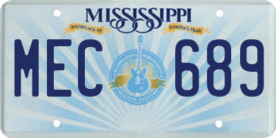 MS license plate MEC689