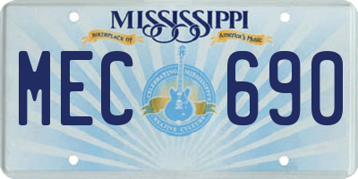 MS license plate MEC690