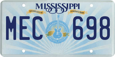MS license plate MEC698