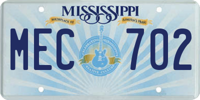 MS license plate MEC702