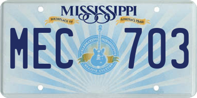 MS license plate MEC703